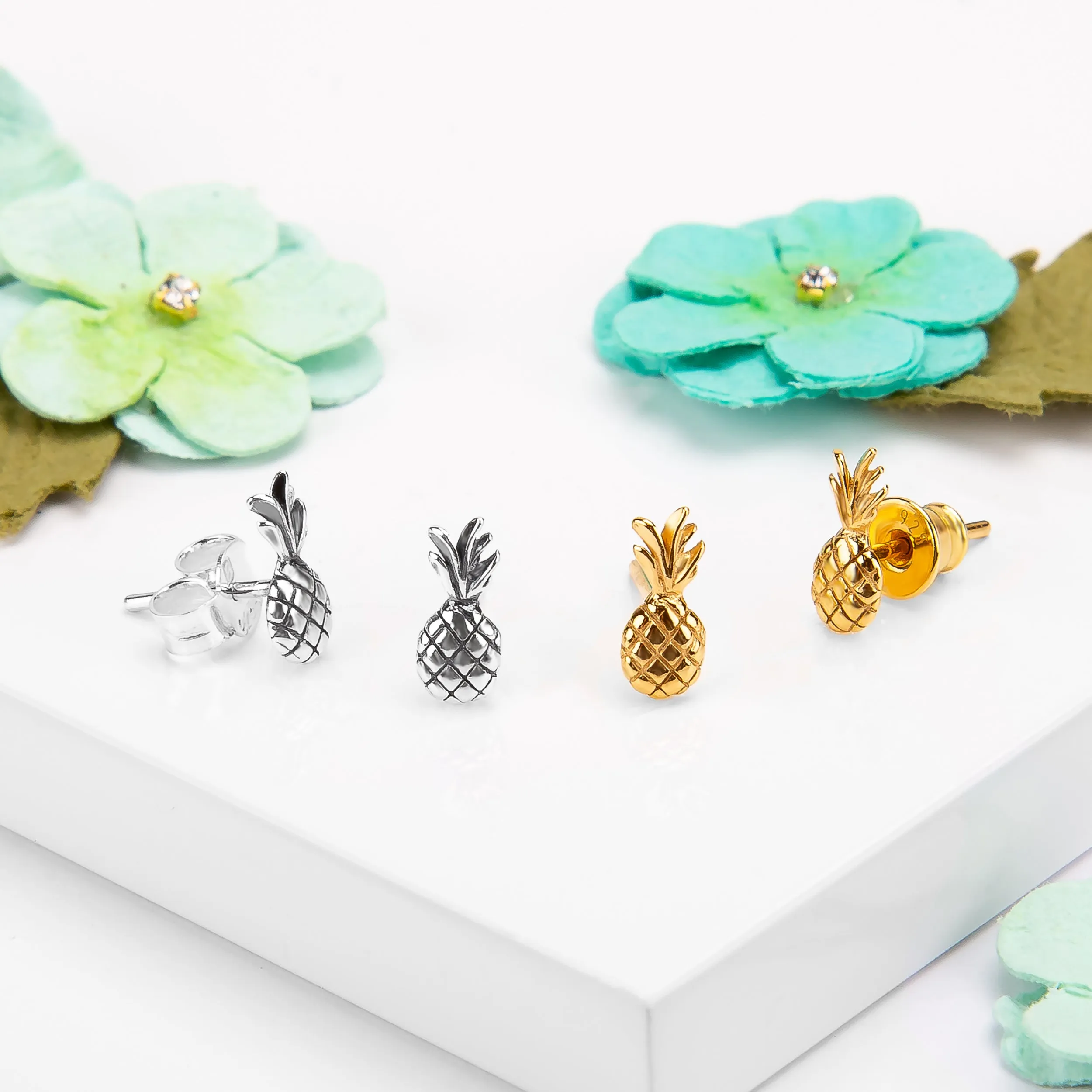 Miniature Pineapple Stud Earrings in Silver sold by Henryka product image thumbnail 5