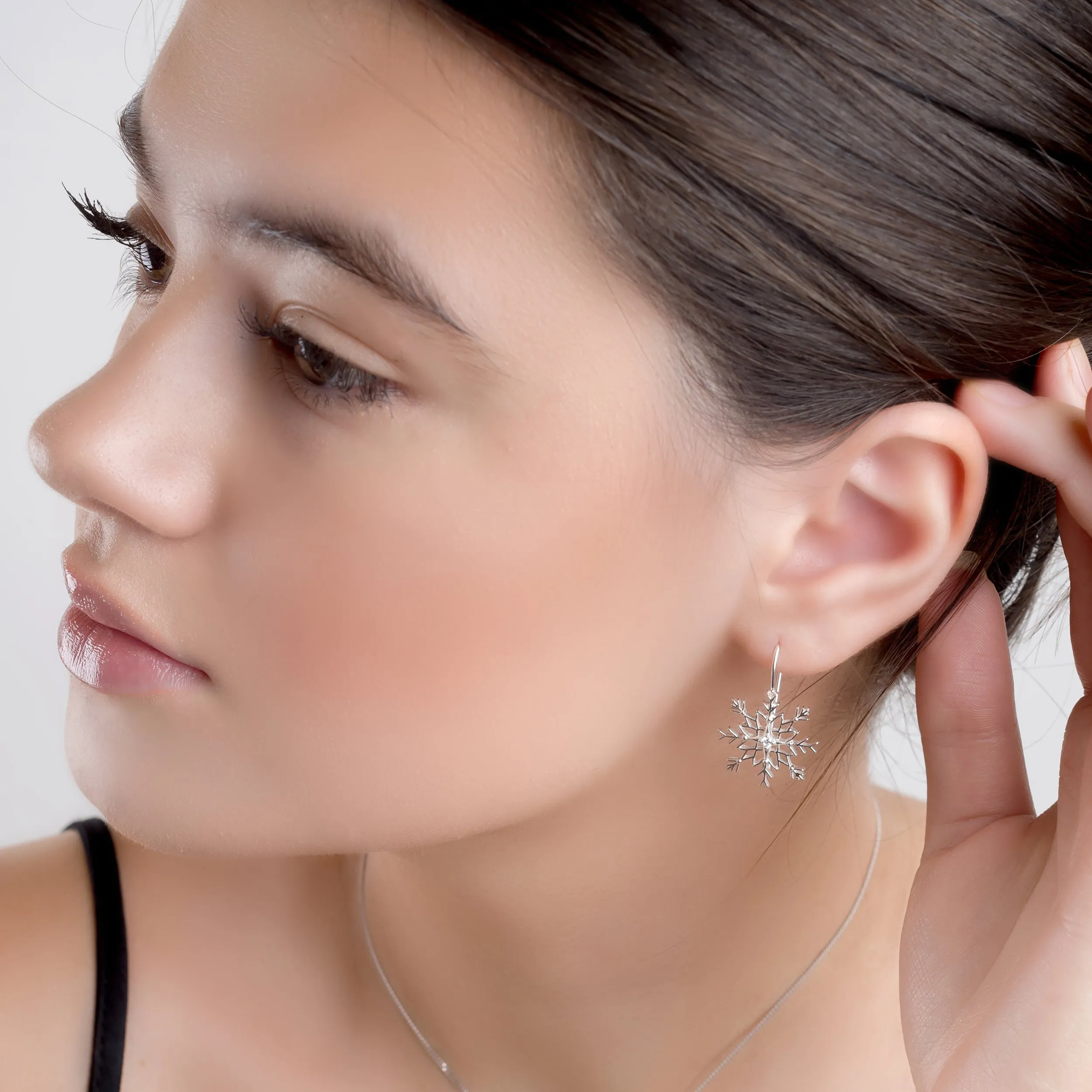 Snowflake Hook Earrings in Silver sold by Henryka product image thumbnail 4