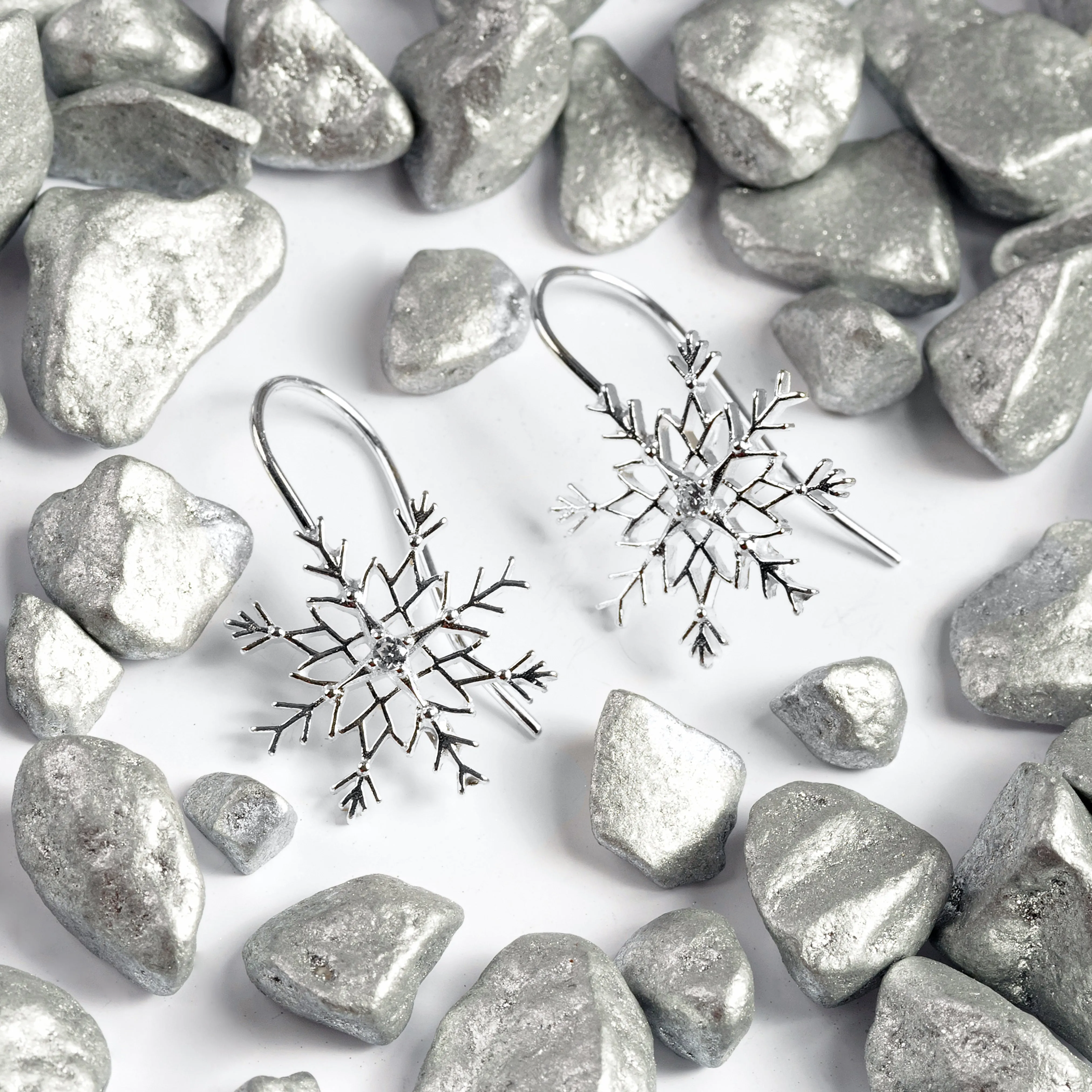 Snowflake Hook Earrings in Silver sold by Henryka product image thumbnail 5