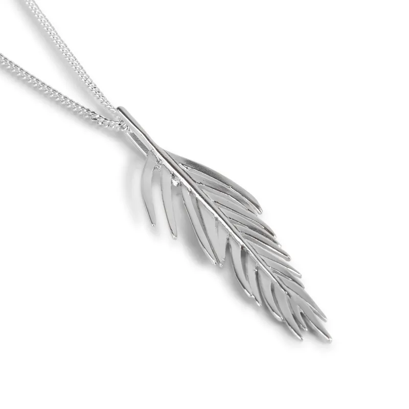 Areca Palm Leaf Necklace in Silver sold by Henryka