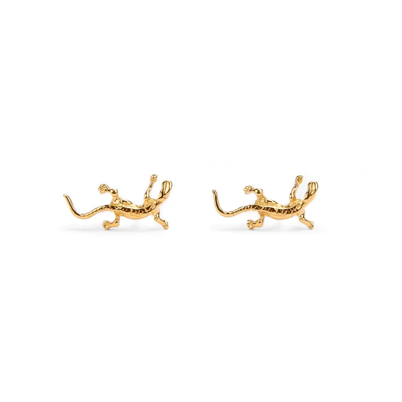 Lizard Stud Earrings in Silver with 24ct Gold sold by Henryka