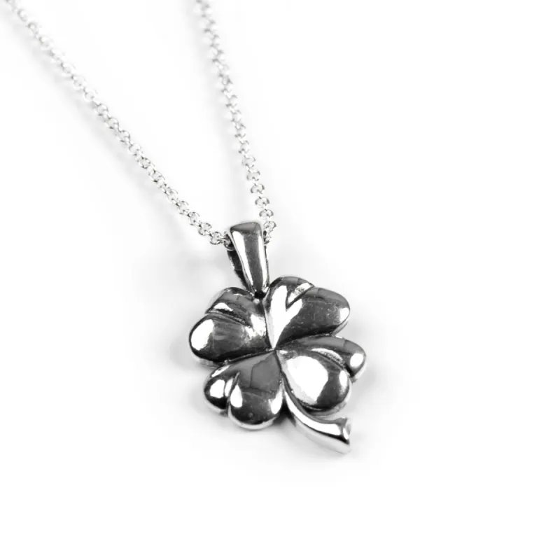 Lucky Four Leaf Clover Necklace in Silver sold by Henryka