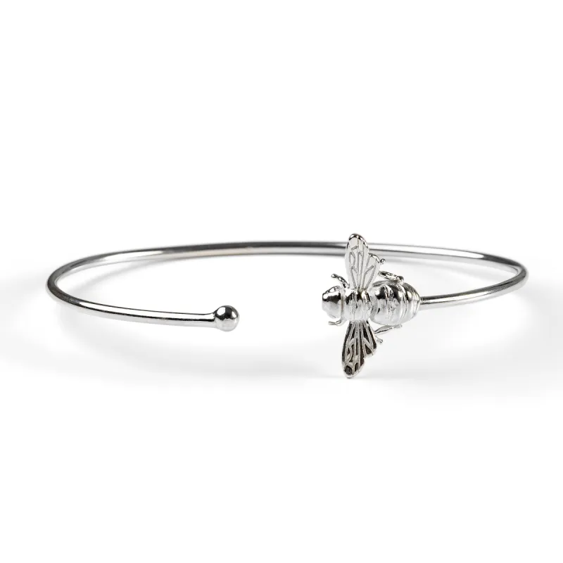 Cute Bee Cuff Bangle in Silver sold by Henryka