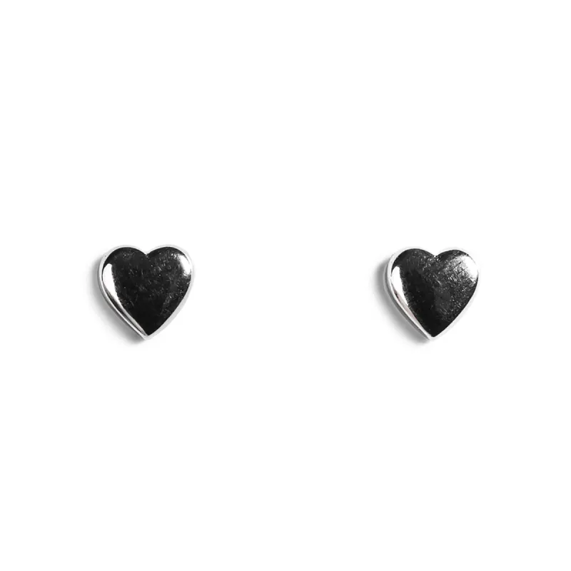 Miniature Heart Stud Earrings in Silver sold by Henryka