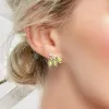 Palm Leaf Stud Earrings in Silver & Peridot sold by Henryka