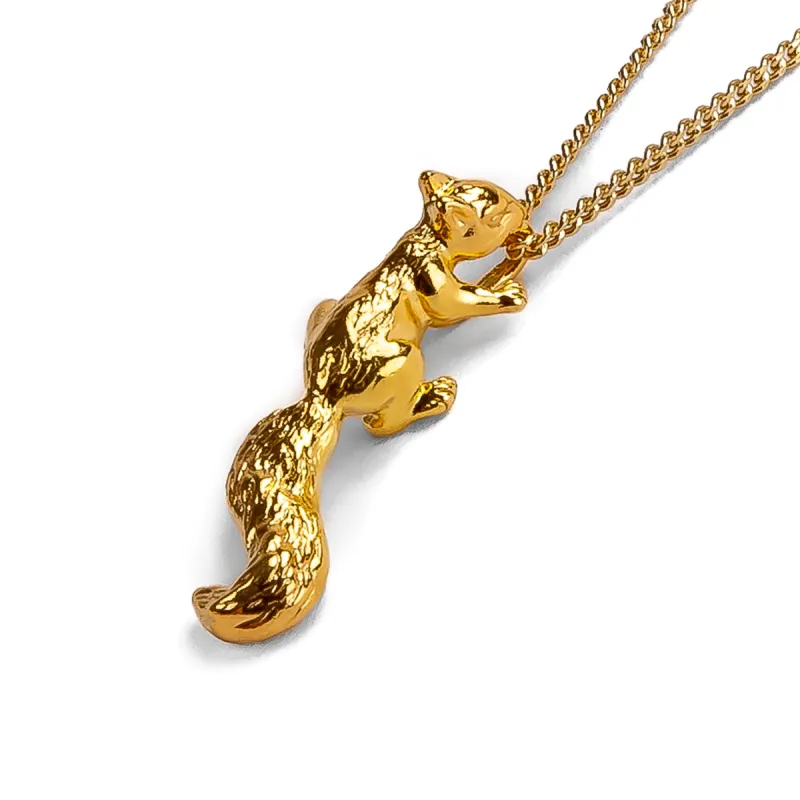 Climbing Squirrel Necklace in Silver with 24ct Gold sold by Henryka