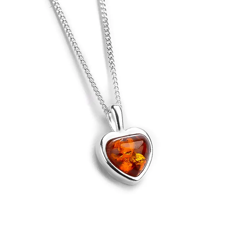 Sweet Heart Necklace in Silver and Amber sold by Henryka