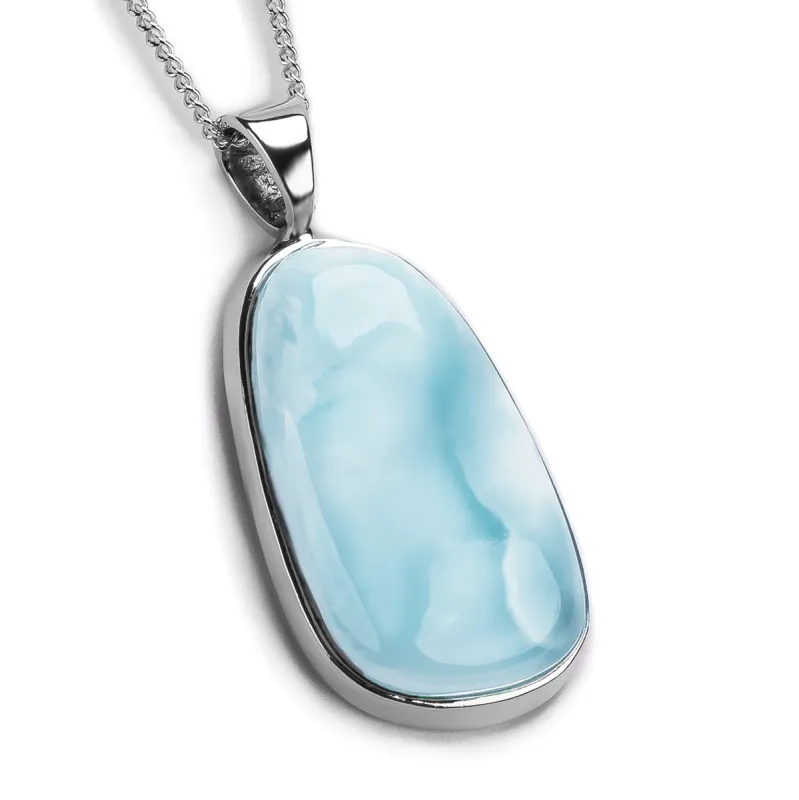 Sublime Larimar Necklace in Silver - Natural Designer Gemstone sold by Henryka