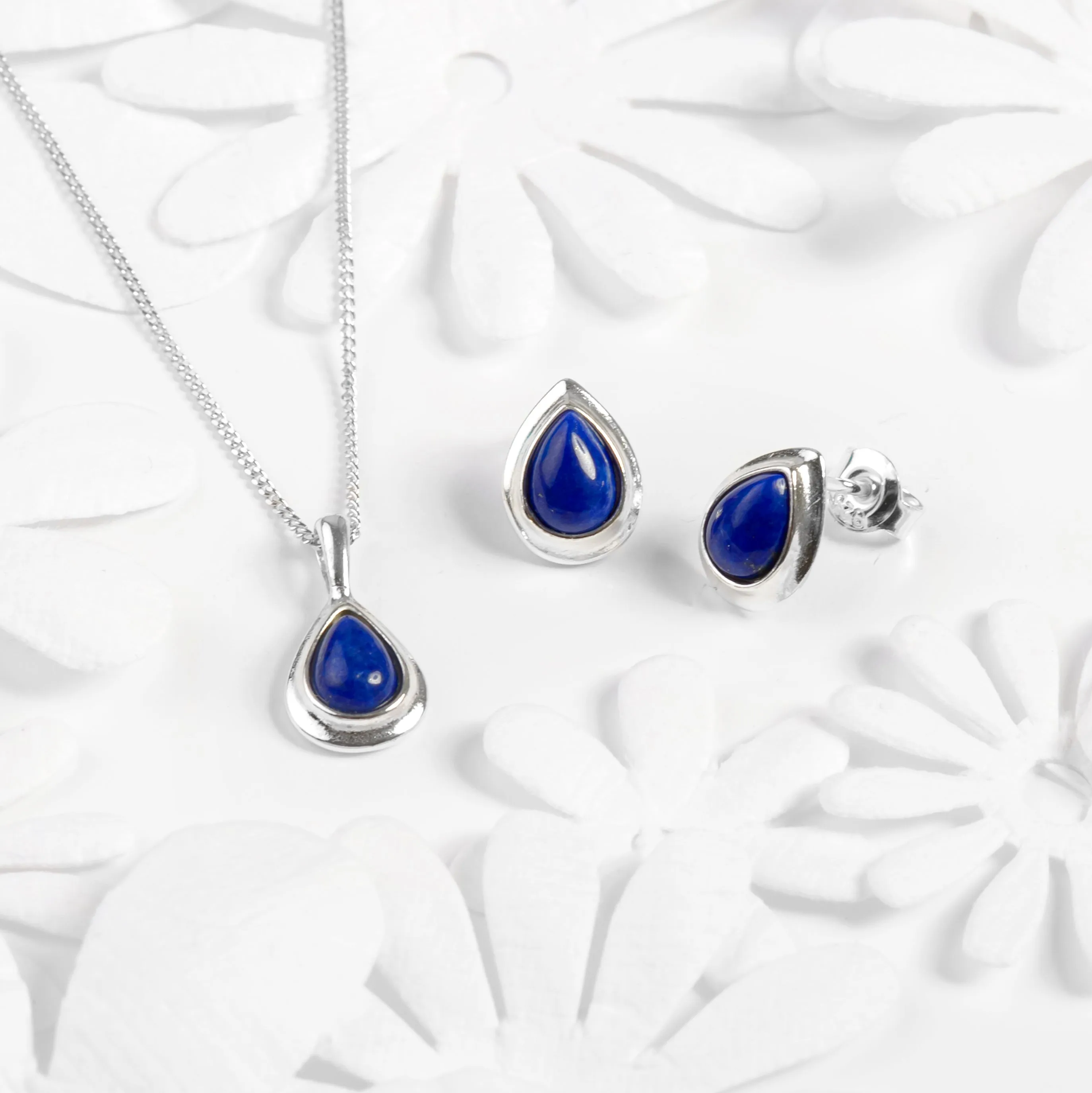 Classic Teardrop Necklace in Silver and Lapis Lazuli sold by Henryka product image thumbnail 5