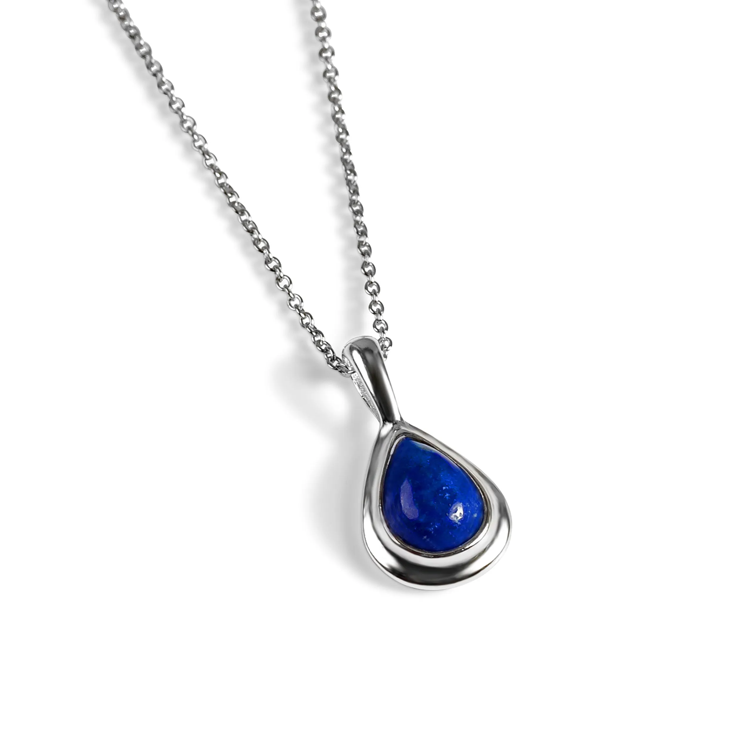 Classic Teardrop Necklace in Silver and Lapis Lazuli sold by Henryka