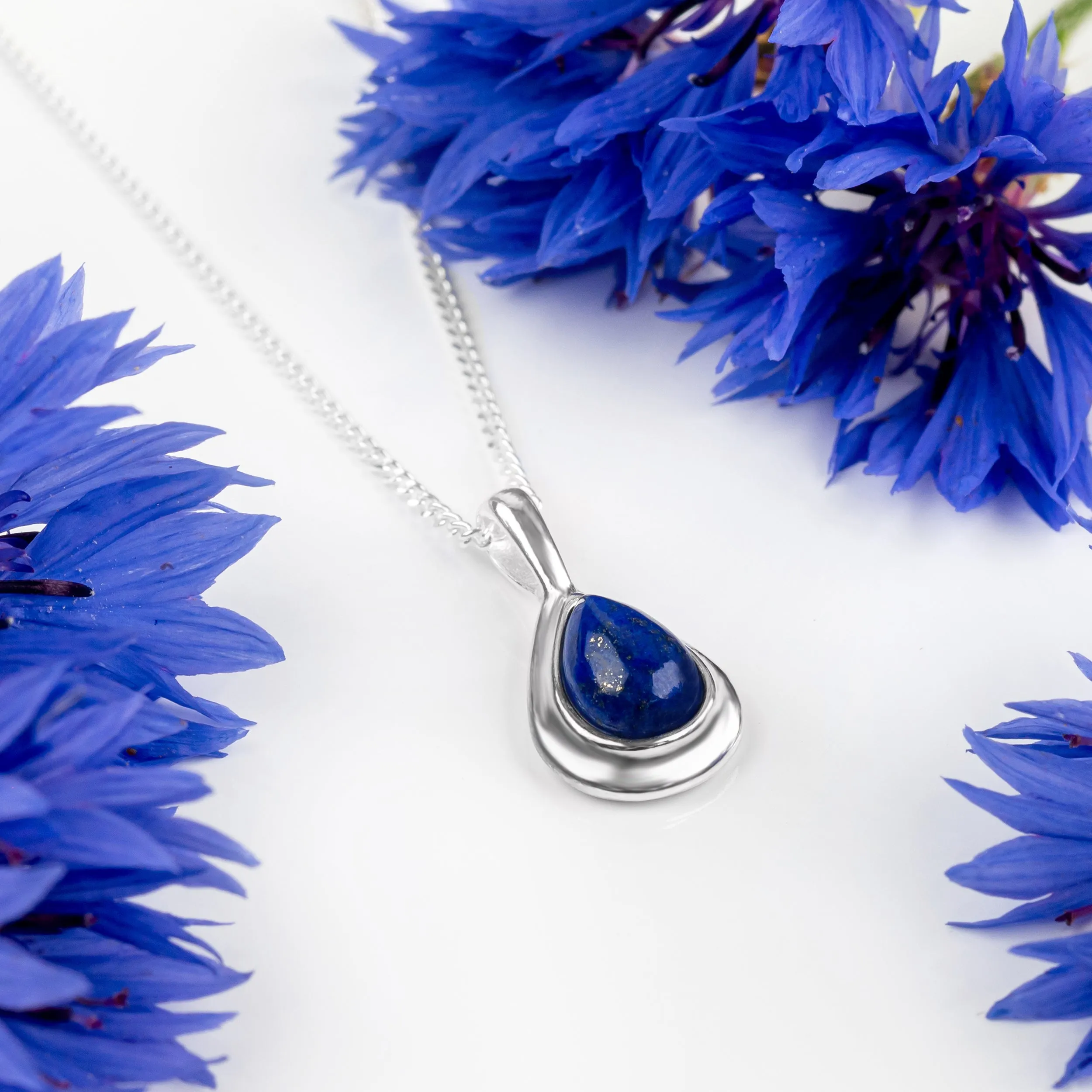 Classic Teardrop Necklace in Silver and Lapis Lazuli sold by Henryka product image thumbnail 4