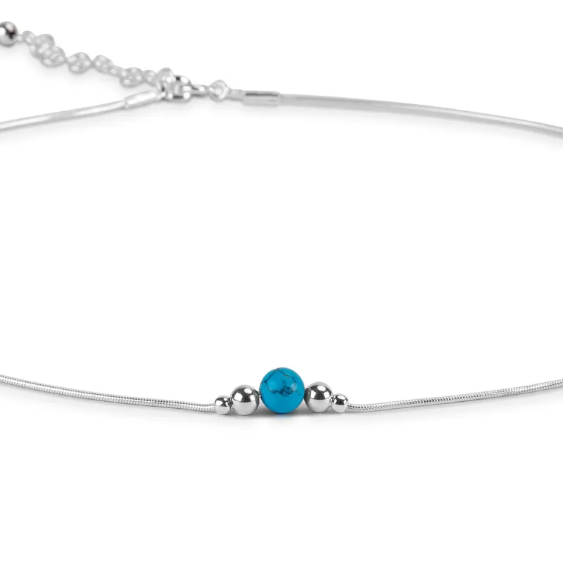 Delicate Single Stone Necklace in Silver and Turquoise sold by Henryka