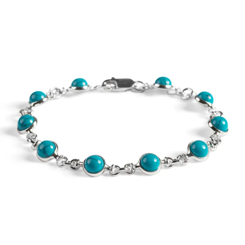 Circle Link Bracelet in Silver and Turquoise sold by Henryka