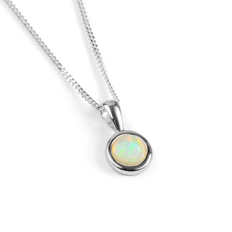 Round Charm Necklace in Silver and Ethiopian Opal sold by Henryka