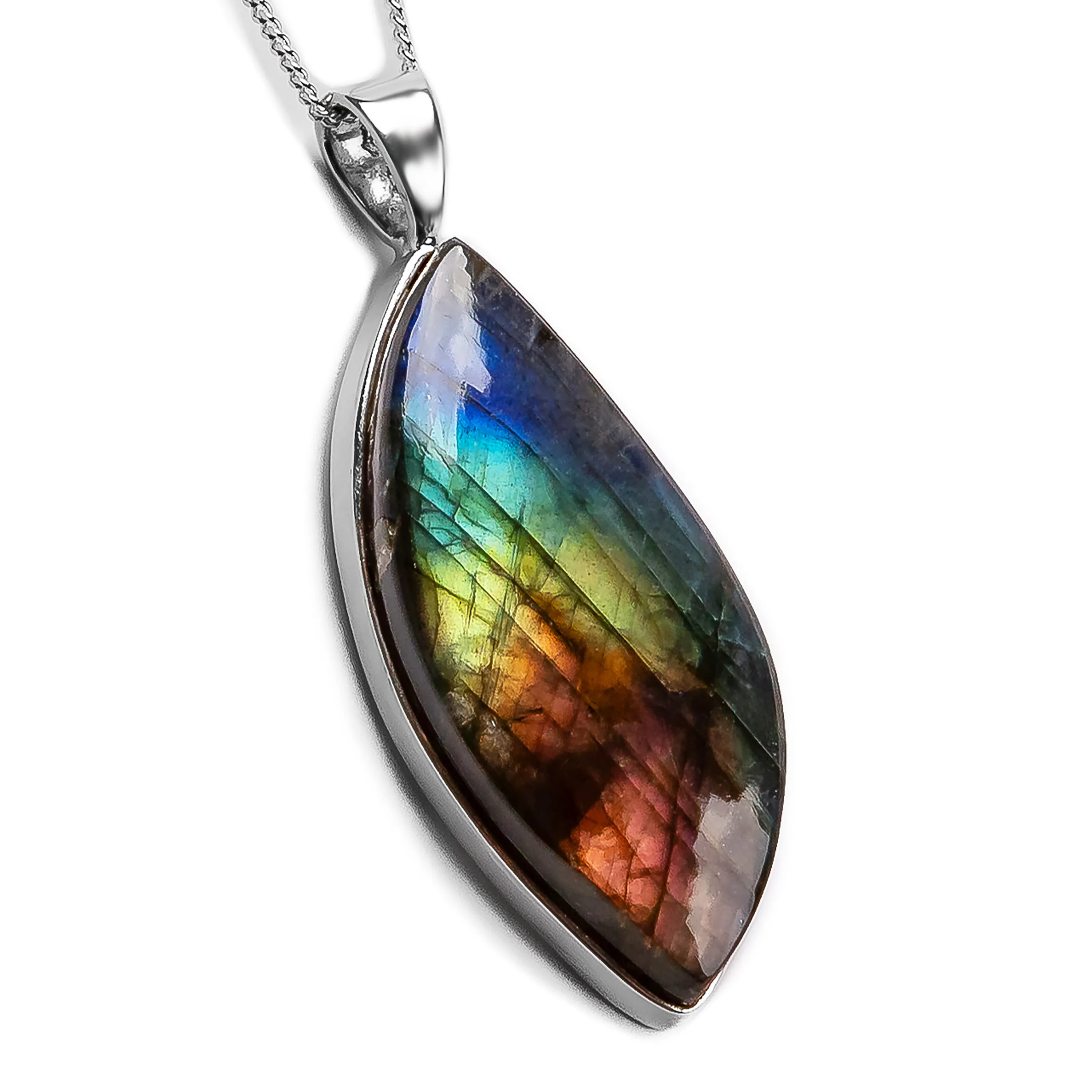 Beautiful Multi Flash Labradorite Necklace - Natural Designer Gemstone sold by Henryka