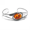 Feather Design Bangle in Silver and Cognac Amber sold by Henryka