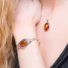 Feather Design Bangle in Silver and Cognac Amber sold by Henryka