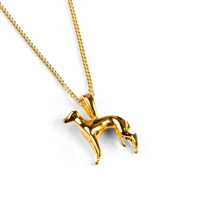 Miniature Greyhound Dog Necklace in Silver with 24ct Gold sold by Henryka