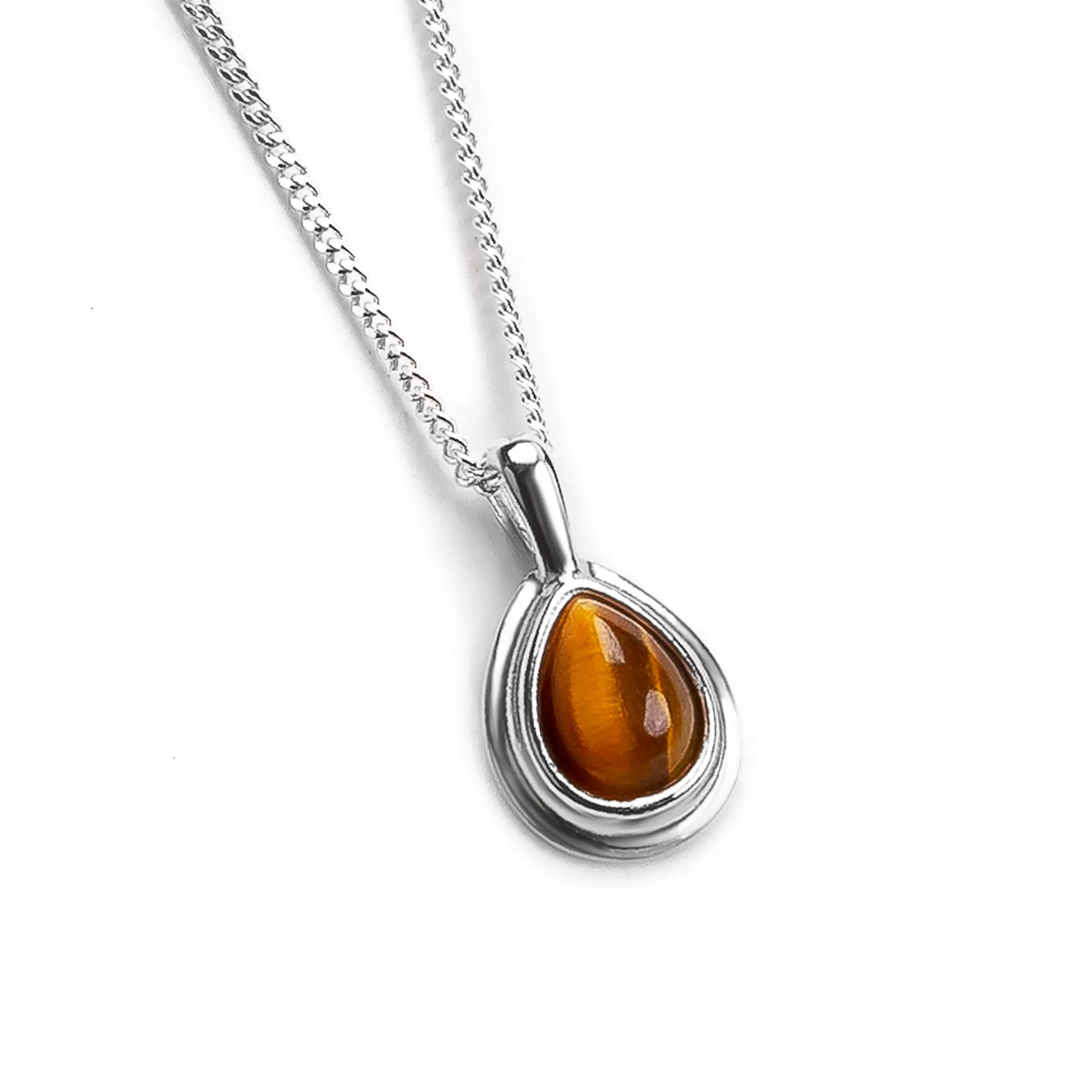 Classic Teardrop Necklace in Silver and Tiger's Eye sold by Henryka