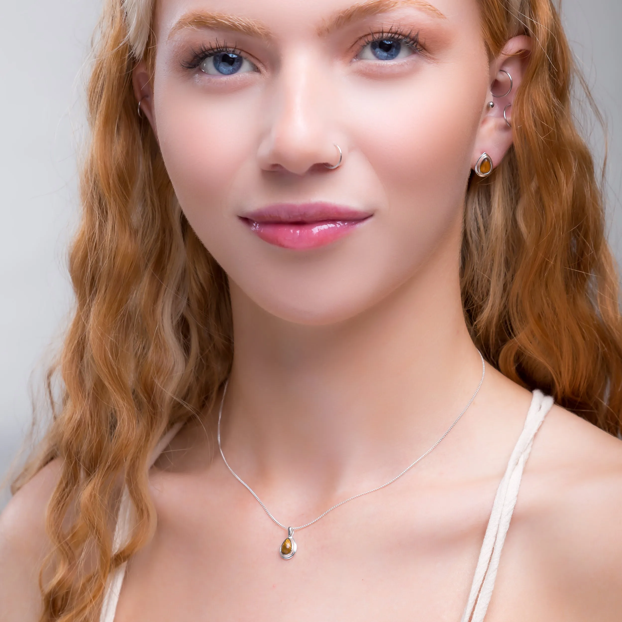 Classic Teardrop Necklace in Silver and Tiger's Eye sold by Henryka product image thumbnail 3