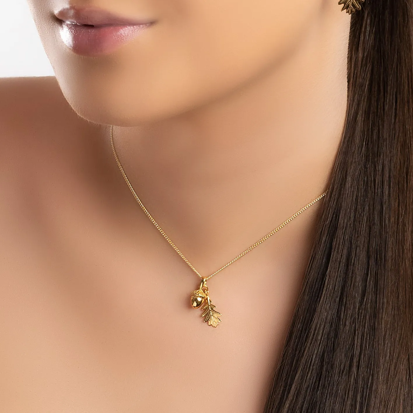Acorn and Oak Leaf Necklace in Silver with 24ct Gold sold by Henryka product image thumbnail 2