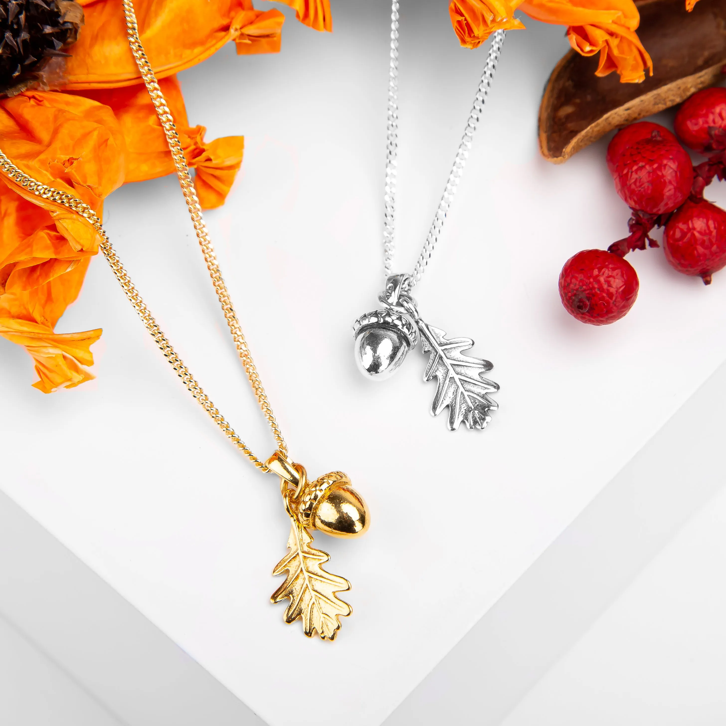 Acorn and Oak Leaf Necklace in Silver with 24ct Gold sold by Henryka product image thumbnail 5