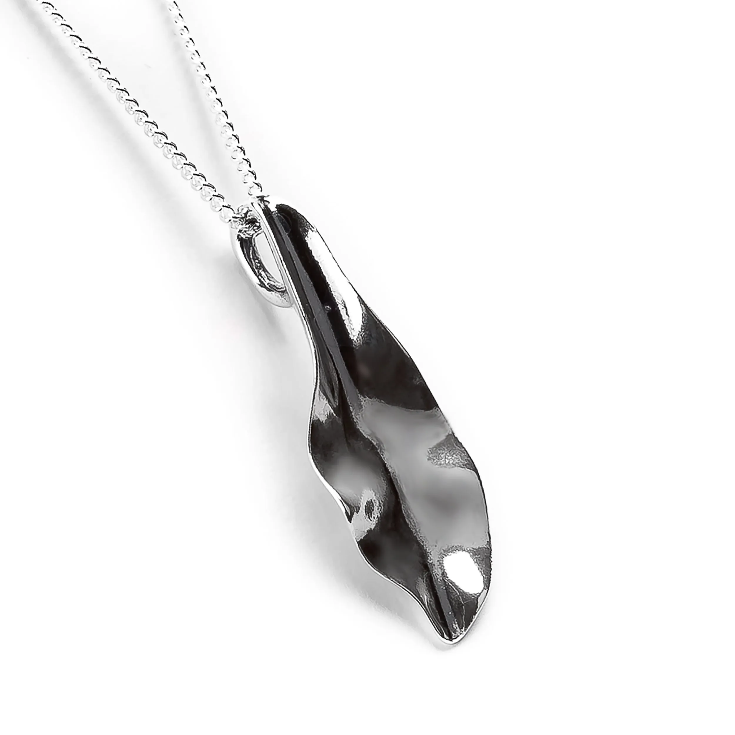Large Solid Silver Single Leaf Necklace sold by Henryka