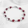 Classic Teardrop Link Bracelet in Silver and Garnet sold by Henryka