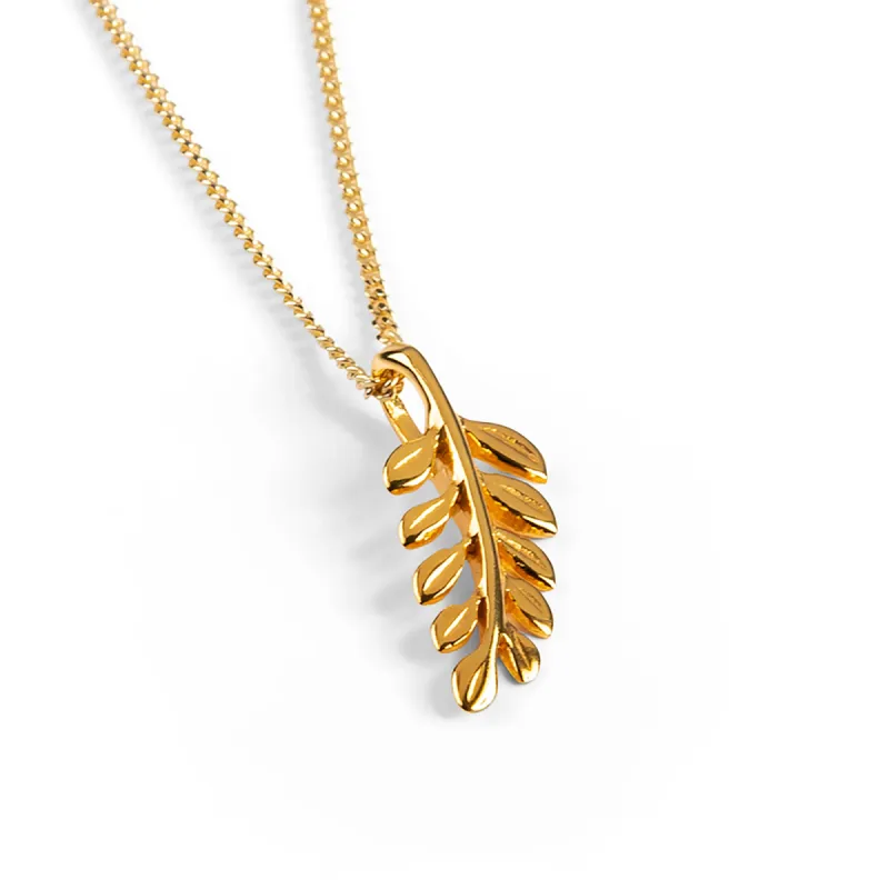 Miniature Royal Fern Leaf Necklace in Silver with 24ct Gold sold by Henryka