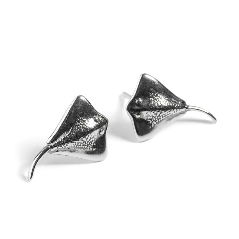 Stingray Stud Earrings in Silver sold by Henryka
