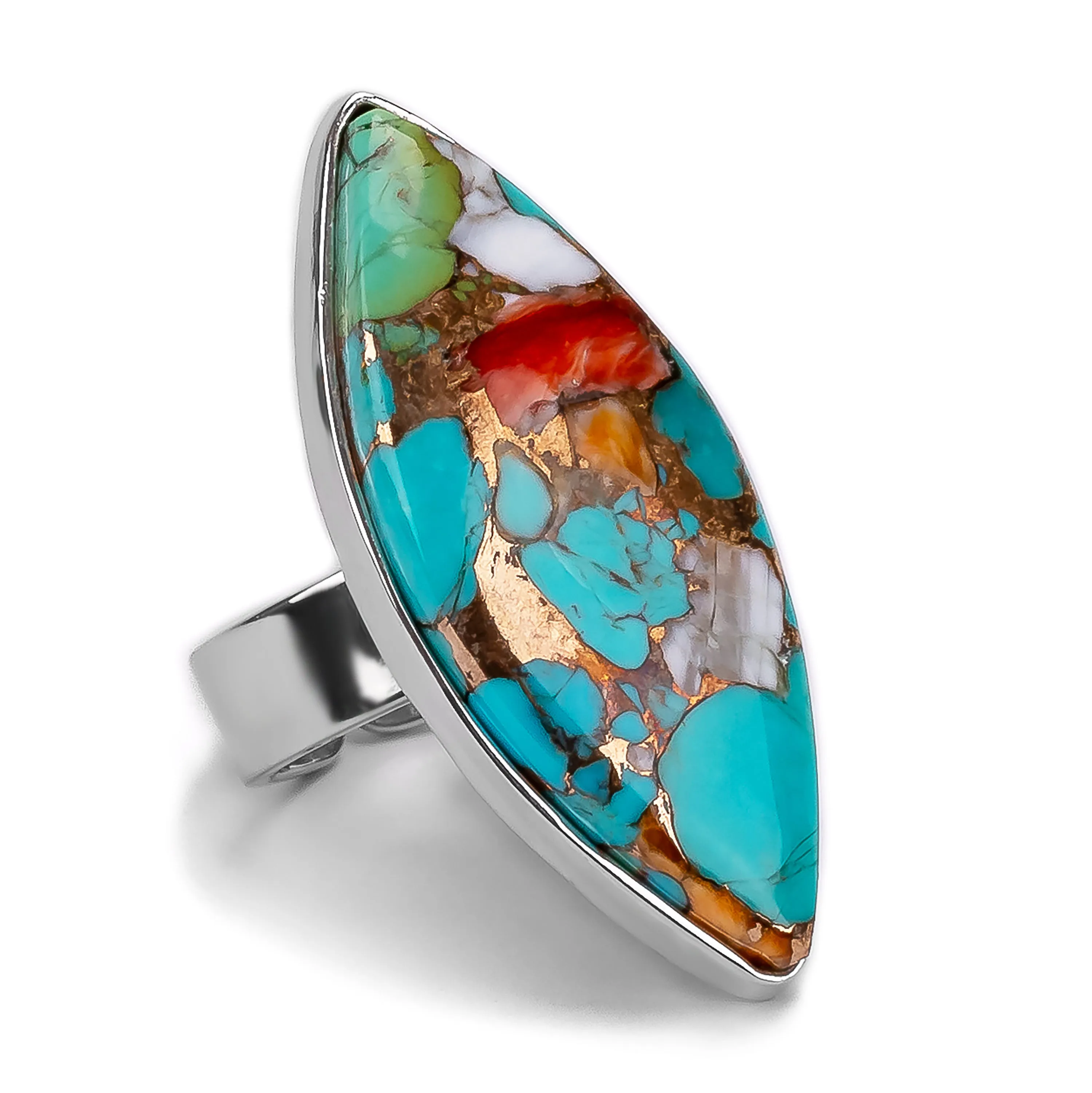 Oyster Copper Turquoise Statement Ring - Natural Designer Gemstone sold by Henryka