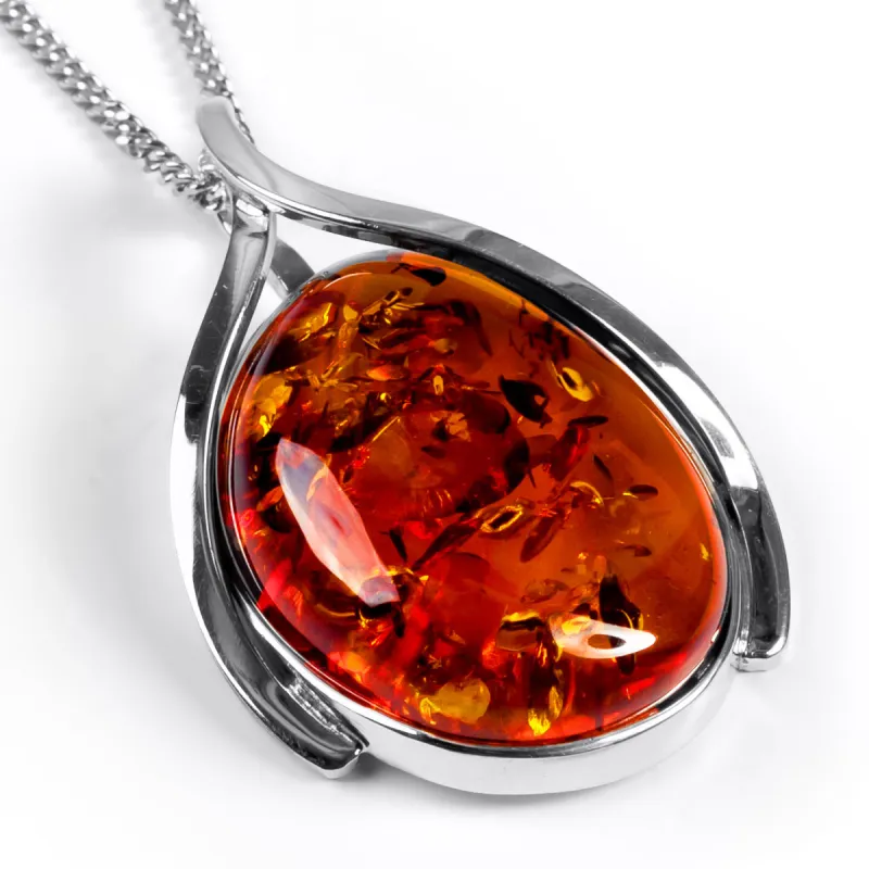 Stunning Baltic Amber and Silver Necklace - Natural Designer Gemstone sold by Henryka