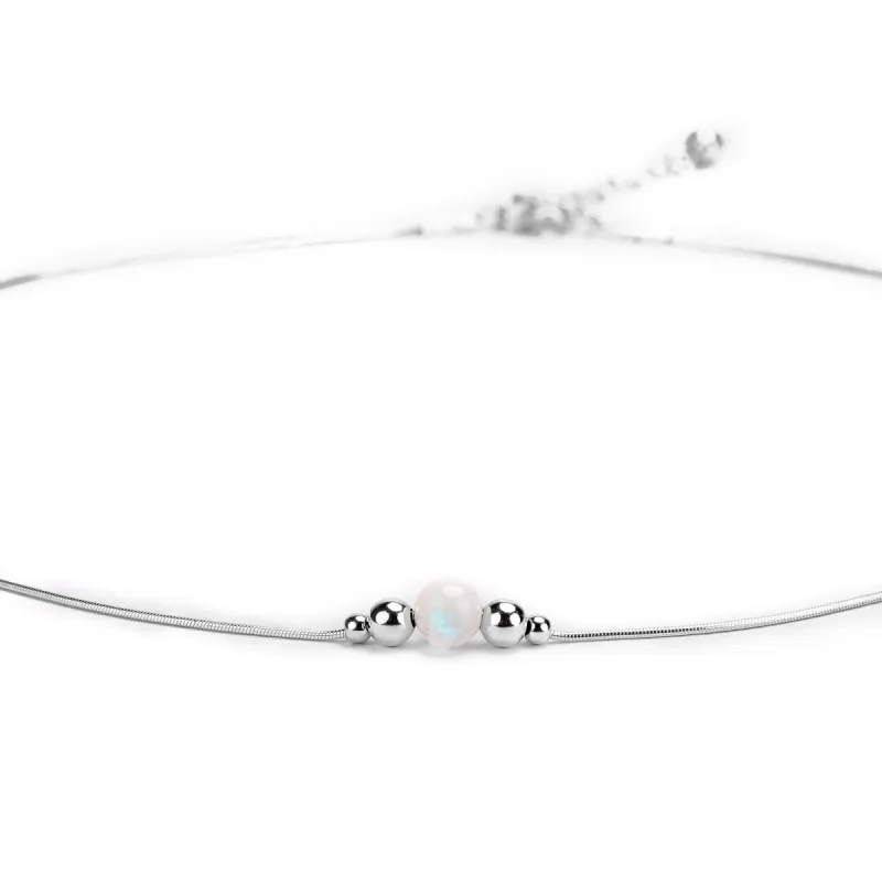 Delicate Single Stone Necklace in Silver and Moonstone sold by Henryka