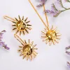 Sun Face Hook Earrings in Silver with 24ct Gold sold by Henryka