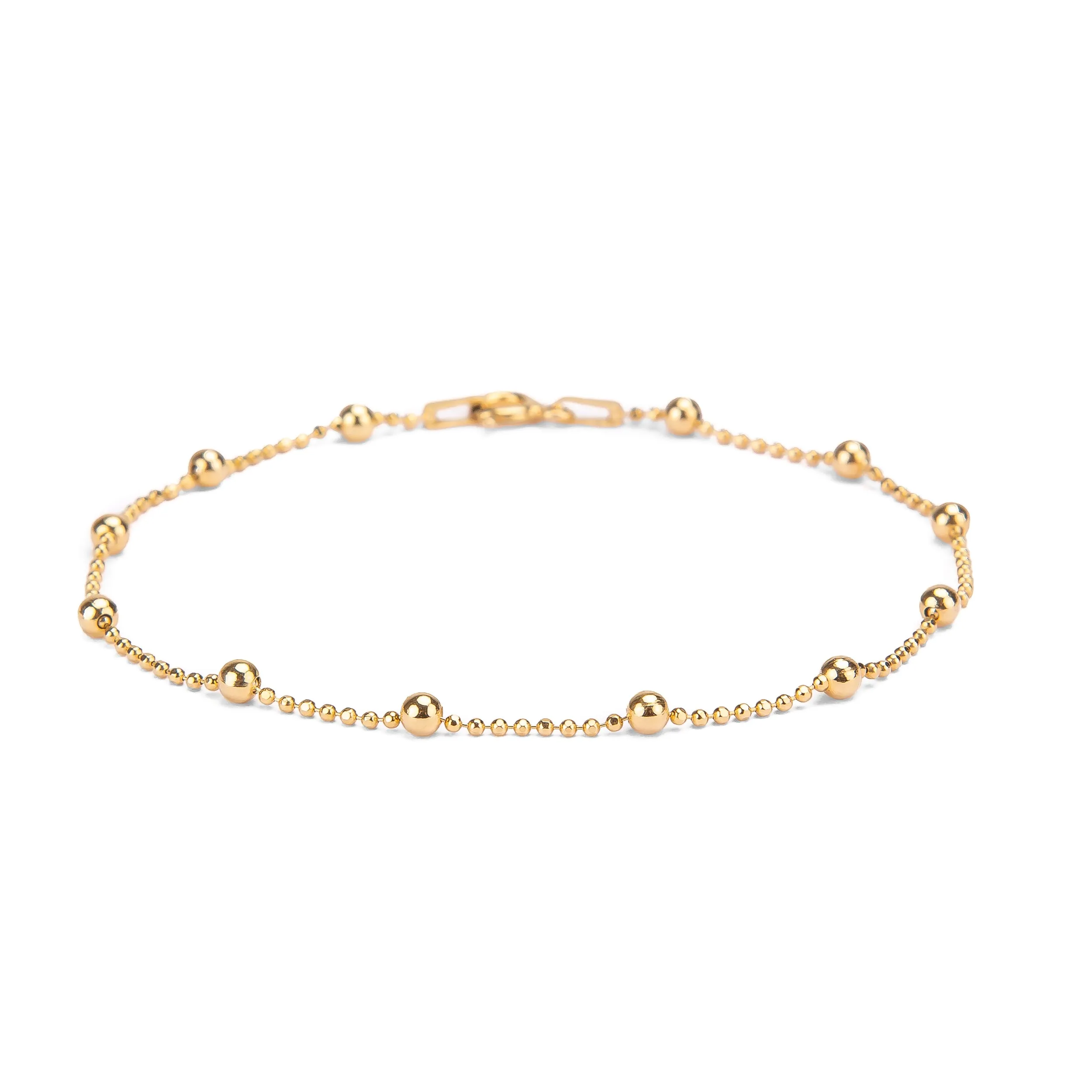 14ct Gold Plated Bead Chain Bracelet in 925 Sterling Silver sold by Henryka