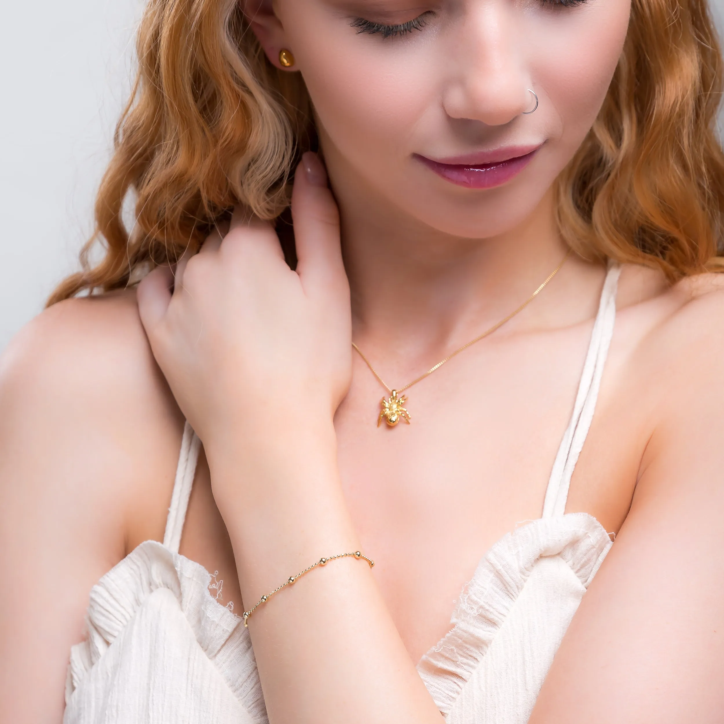 14ct Gold Plated Bead Chain Bracelet in 925 Sterling Silver sold by Henryka product image thumbnail 3