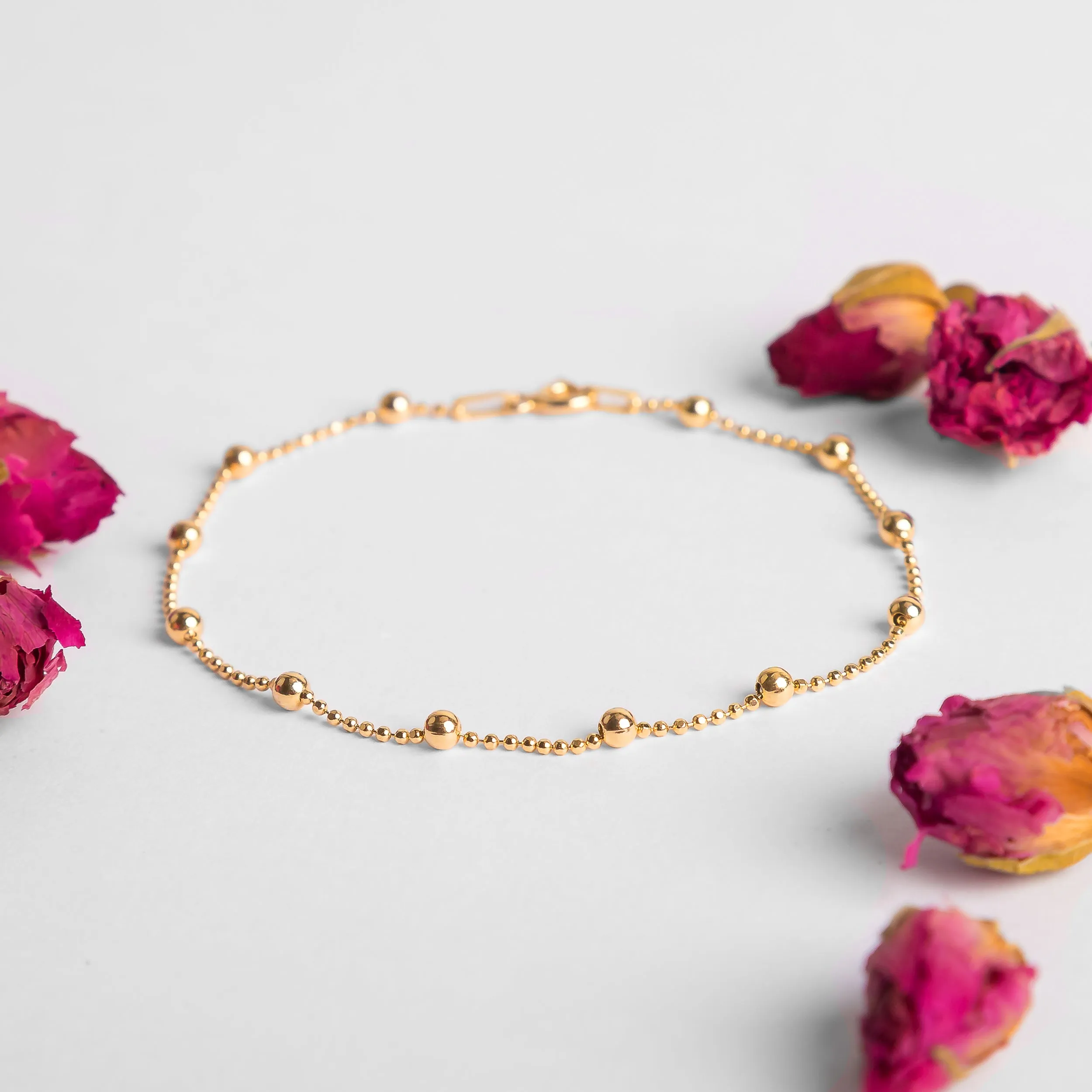 14ct Gold Plated Bead Chain Bracelet in 925 Sterling Silver sold by Henryka product image thumbnail 4