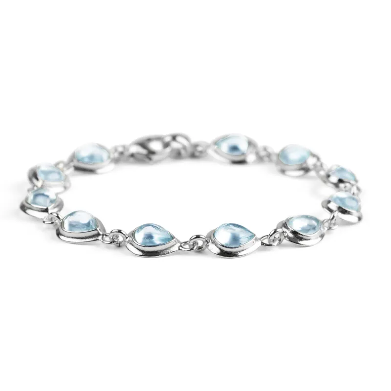 Classic Teardrop Link Bracelet in Silver and Blue Topaz sold by Henryka