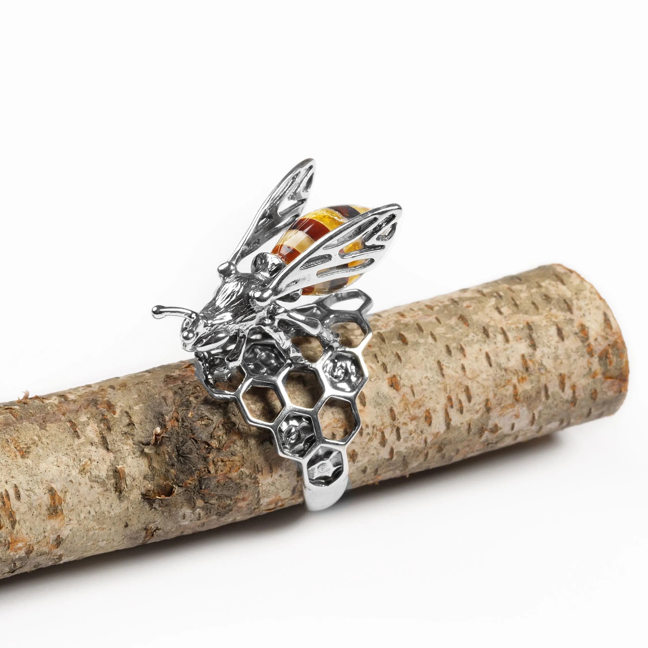 Hornet Ring in Silver and Amber sold by Henryka product image thumbnail 4