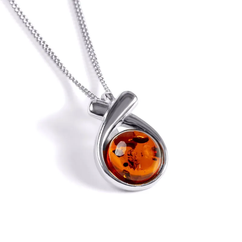 Sealed With A Kiss Necklace in Silver and Cognac Amber sold by Henryka