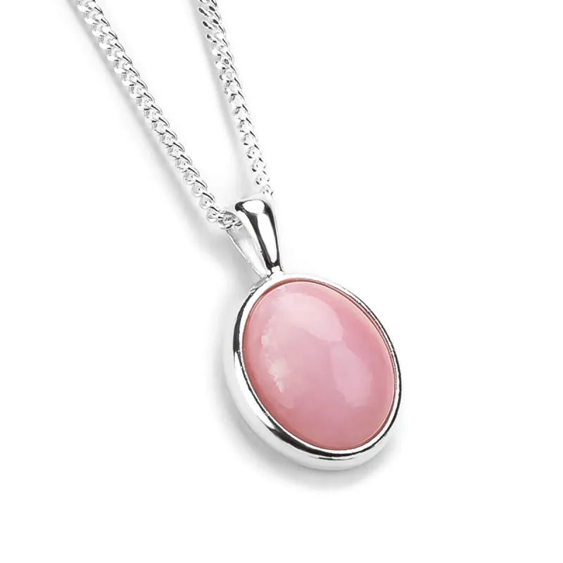 Classic Oval Necklace in Silver and Pink Opal sold by Henryka