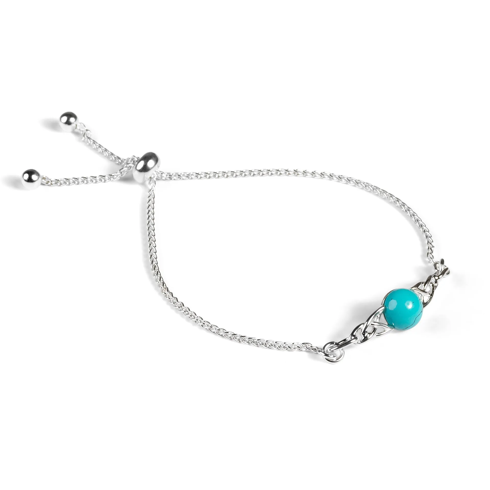 Celtic Style Adjustable Friendship Bracelet in Silver and Turquoise sold by Henryka