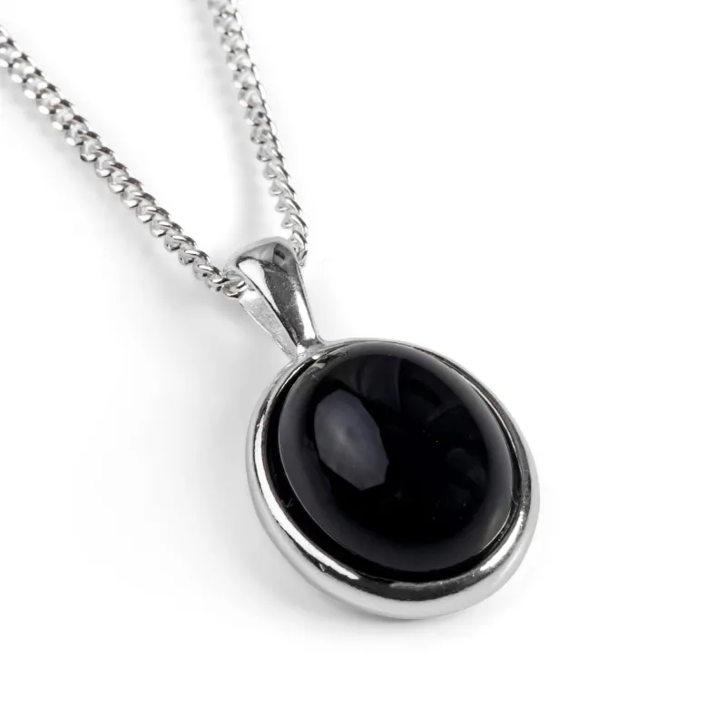 Classic Oval Necklace in Silver and Black Onyx sold by Henryka