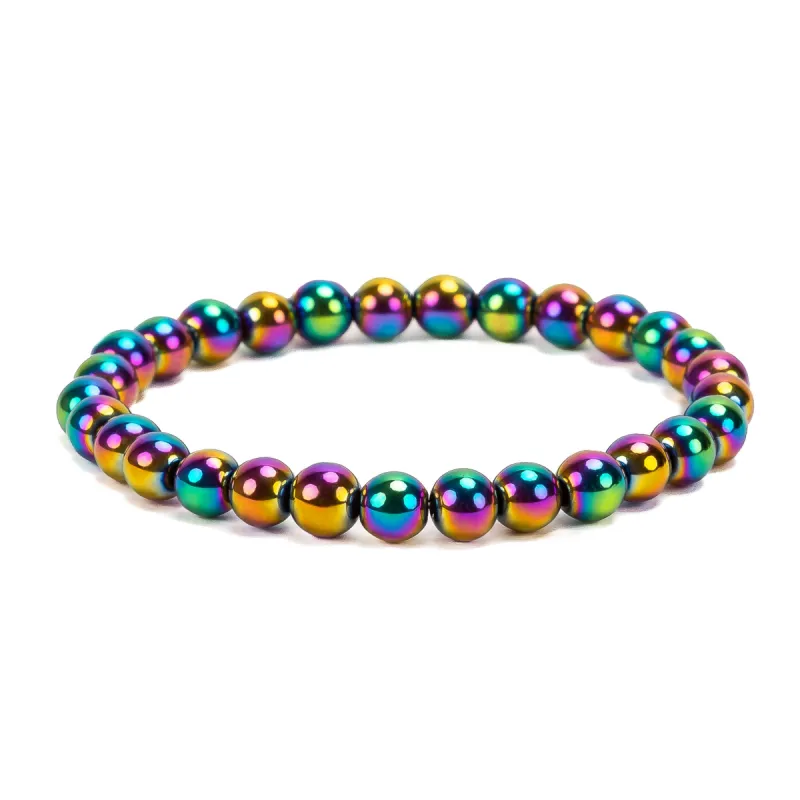Stretch Bead Bracelet in Rainbow Titanium sold by Henryka