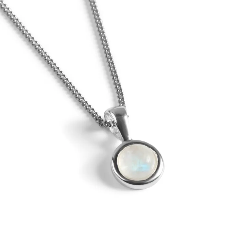 Round Charm Necklace in Silver and Moonstone sold by Henryka