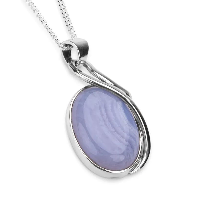 Handmade Blue Lace Agate Gemstone Necklace - Natural Designer Gemstone sold by Henryka