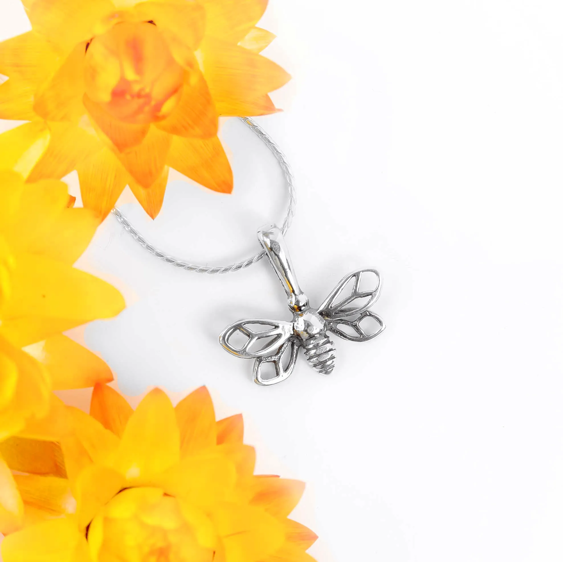 Miniature Bumble Bee Necklace in Silver sold by Henryka product image thumbnail 5