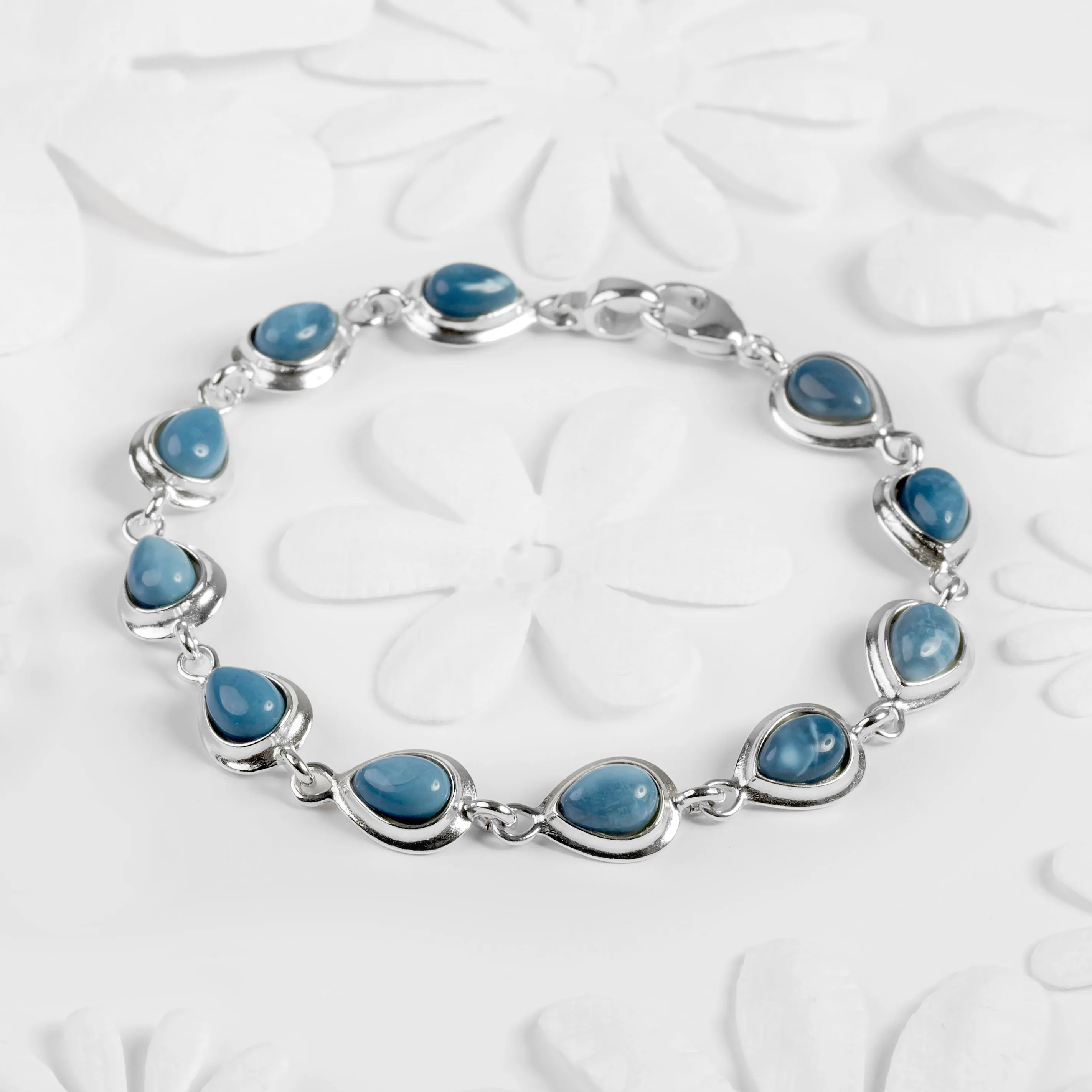 Classic Teardrop Link Bracelet in Silver and Owyhee Blue Opal sold by Henryka product image thumbnail 4
