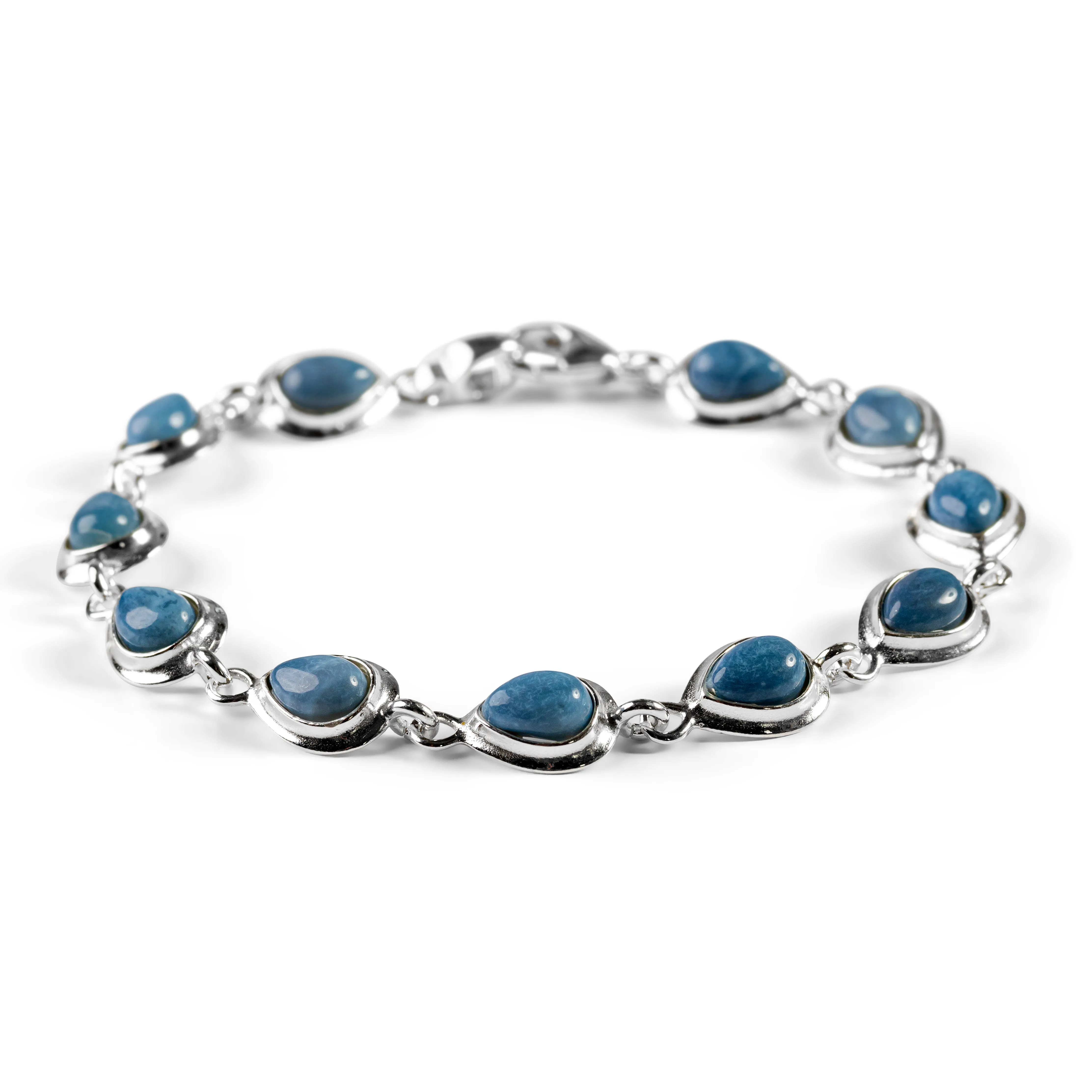 Classic Teardrop Link Bracelet in Silver and Owyhee Blue Opal sold by Henryka