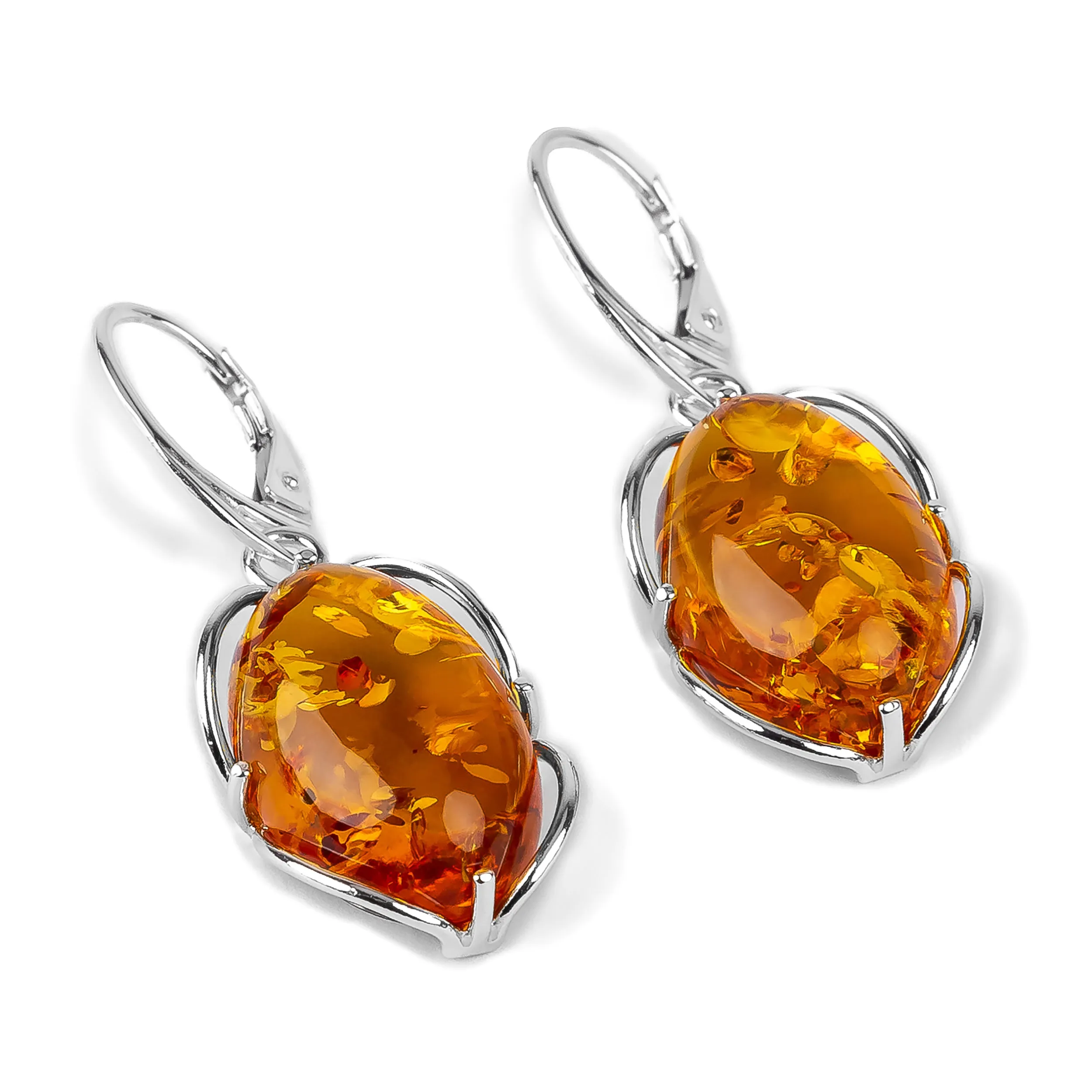 Nugget Drop Earrings in Silver and Amber sold by Henryka